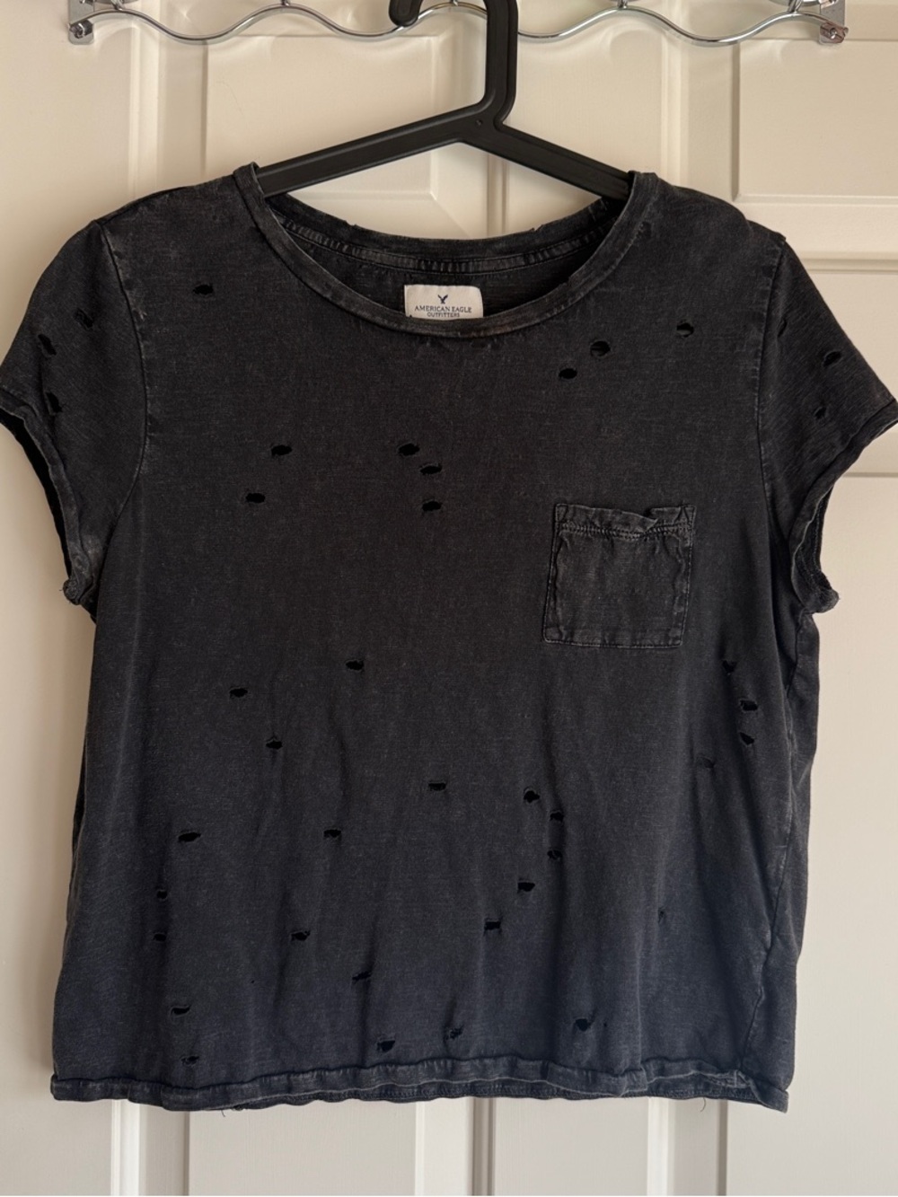 American Eagle Outfitters Charcoal Heather Crewneck Tee